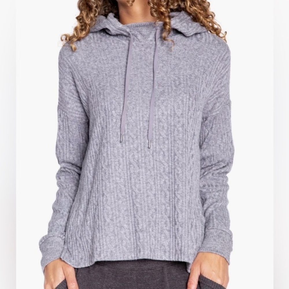 PJ Salvage Cable Texture Hoodie Sweater